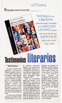 Testimonios literarios  [artículo] Ximena Villanueva