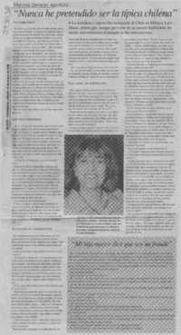 "Nunca he pretendido ser la típica chilena"  [artículo] Cecilia Díaz R.