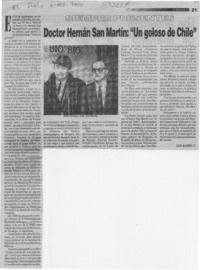 Doctor Hernán San Martín, "Un goloso de Chile"  [artículo] Luis Barría T.