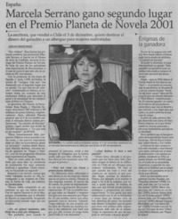 Marcela Serrano ganó segundo lugar en el Premio Planeta de Novela 2001