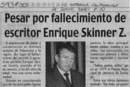 Pesar por fallecimiento de escritor Enrique Skinner Z.  [artículo]