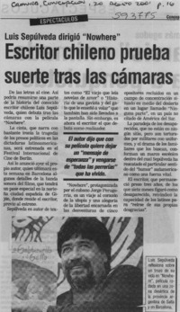 Escritor chileno prueba suerte tras las cámaras  [artículo]