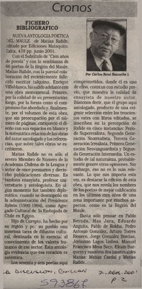 Nueva antología poética del Maule  [artículo] Carlos René Ibacache I.