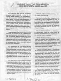 Juvencio Valle, vivo en la memoria de su compañera María Gálvez  [artículo]