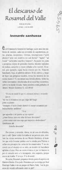 El descanso de Rosamel del Valle  [artículo] Leonardo Sanhueza
