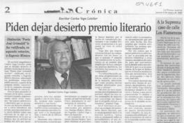 Piden dejar desierto premio literario  [artículo]