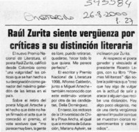 Raúl Zurita siente vergüenza por críticas a su distinció literaria  [artículo]