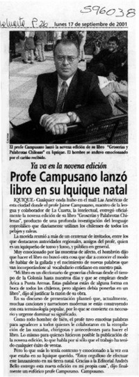 Profe Campusano lanzó libro en su Iquique natal  [artículo]