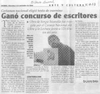 Ganó concurso de escritores