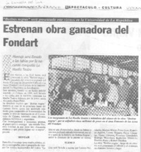 Estrenan obra ganadora del Fondart