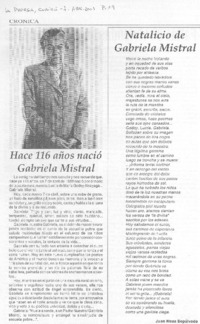 Hace 116 años nació Gabriela Mistral