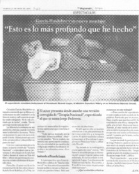 "Esto esl o más profundo que he hecho"