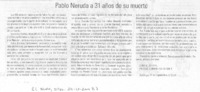 Pablo Neruda a 31 años de su muerte