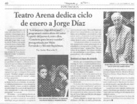 Teatro Arena dedica ciclo de enero a Jorge Díaz