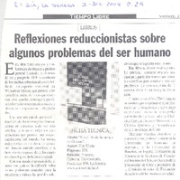 Reflexiones reduccionistas sobre algunos problemas del ser humano
