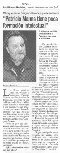 Patricio Manns tiene poca formación intelectual