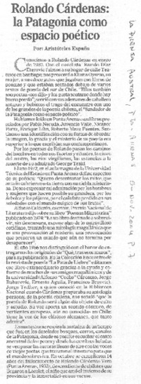 Rolando Cárdenas: la Patagonia como espacio poético