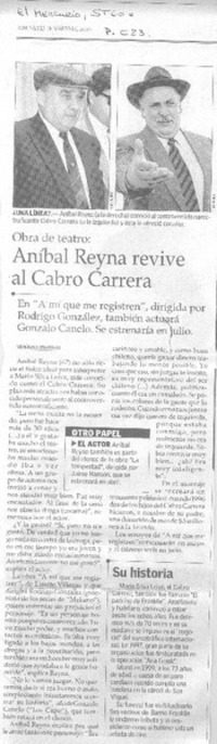 Aníbal Reyna revive al Cabro Carrera