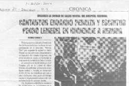 Cantautor Eduardo Peralta y escritor Pedro Lemebel en homenaje a Neruda