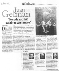 Neruda escribió palabras con sangre