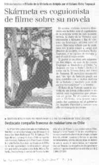 Skármeta es coguionista de filme sobre su novela