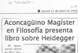 Aconcagüino magíster en filosofía presenta libro sobre Heidegger