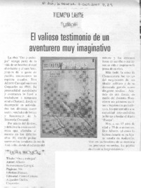 El Valioso testimonio de un aventurero muy imaginativo.