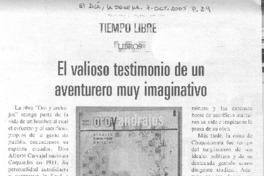 El Valioso testimonio de un aventurero muy imaginativo.