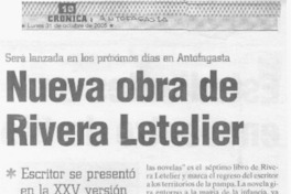 Nueva obra de Rivera Letelier.