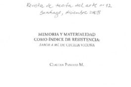 Memoria y materialidad como índice de resistencia: Sabor a mí, de Cecilia Vicuña.