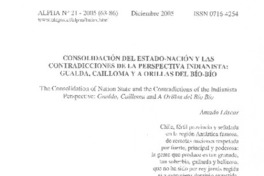 Consolidaciòn del estado-nación y las contradicciones de la perspectiva indianista: Gualda, Cailloma y A orillas del Bío- Bío.