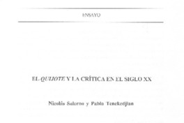 El Quijote y la crítica en el siglo XX