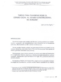 Tareas para transitar desde el estado legal al estado constitucional de derecho
