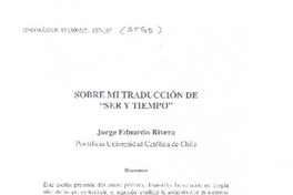 Sobre mi traducción de "Ser y tiempo"
