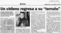 Un chileno regresa a su "terruño"  [artículo] X. O.