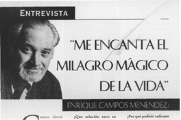 "Me encanta el milagro mágico de la vida"  [artículo]