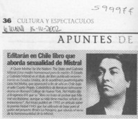 Editarán en Chile libro que aborda sexualidad de Mistral  [artículo]