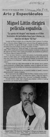 Miguel Littin dirigirá película española  [artículo]