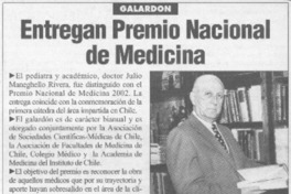 Entregan Premio Nacional de Medicina  [artículo]
