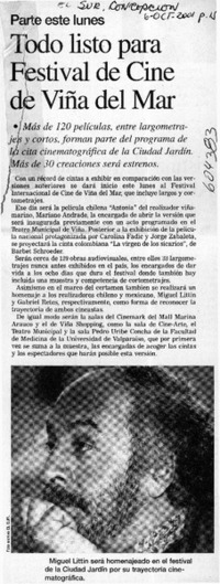 Todo listo para Festival de Cine de Viña del Mar  [artículo]