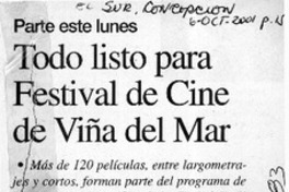 Todo listo para Festival de Cine de Viña del Mar  [artículo]