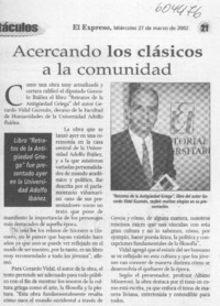 Acercando los clásicos a la comunidad  [artículo]