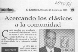 Acercando los clásicos a la comunidad  [artículo]