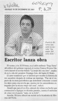 Escritor lanza obra  [artículo]