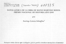 Notas acerca de la obra de Mateo Martinic Beros, Premio Nacional de Historia año 2000