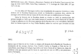 Historia y devociones populares de la Recoleta Franciscana de Santiago (1643-1985)  [artículo] María José Castillo Navasal