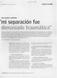 "Mi separación fue demasiado traumática"  [artículo] Ana María Egert R.