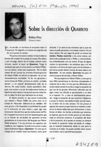 Sobre la dirección de Quarteto  [artículo]