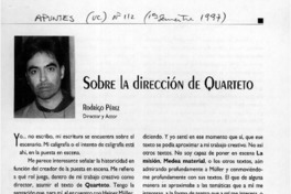 Sobre la dirección de Quarteto  [artículo]