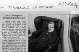 Obra "Monogamia" debutó en Buenos Aires  [artículo]